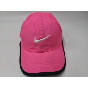 Women Nike Featherlight Dri-Fit Adjustable Hat Cap Run Golf Tennis Pink White